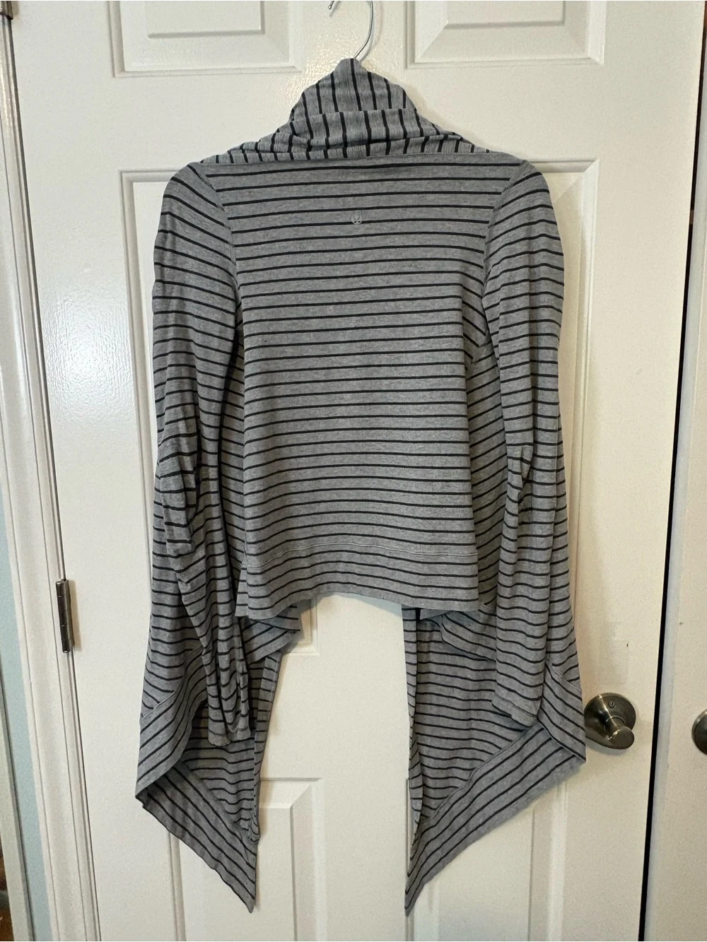 Lululemon Gray Striped Open Front Waterfall Cardigan Sweater Size 4